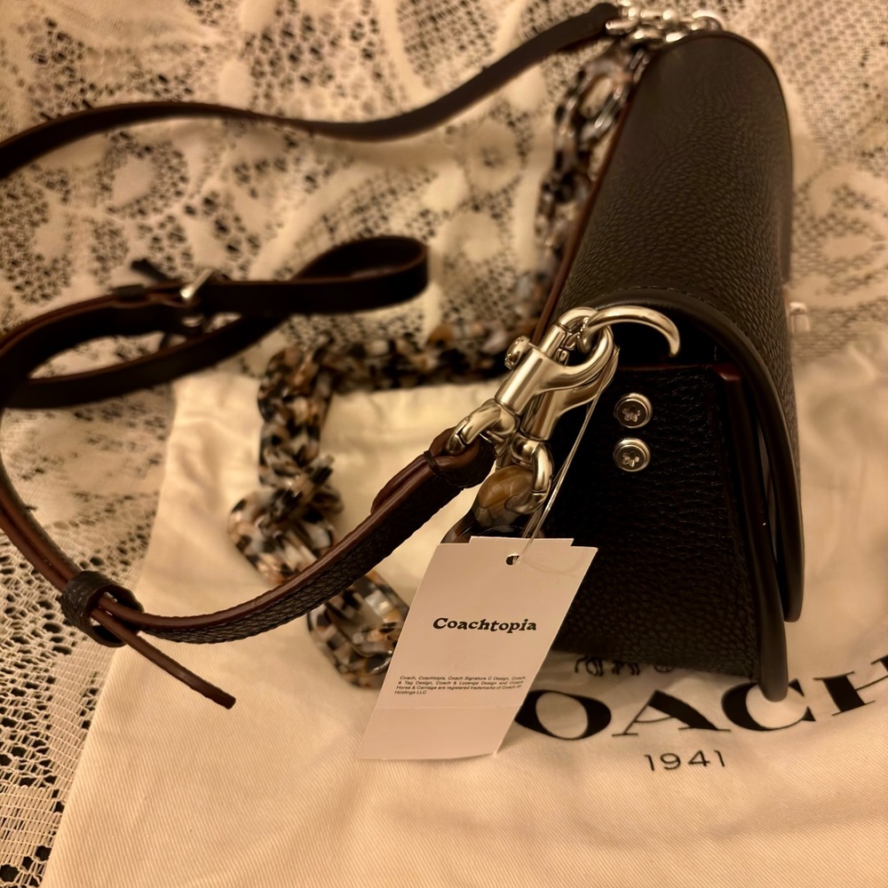 NWT Coach Wavy Dinky Bag Shoulder & Crossbody Coachtopia Black Leather CK113 - Picture 10 of 16